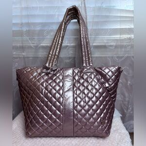 Oliver Thomas Large Quilted Rose Gold Travel Tote, NWOT